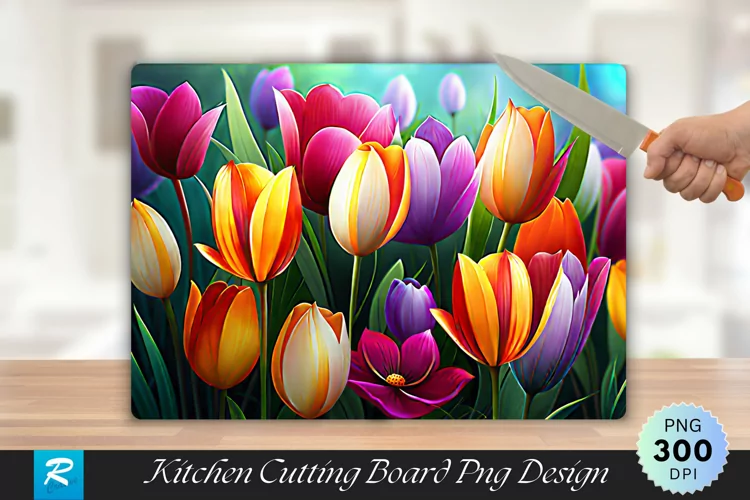 Flowers Cutting Board Sublimation Design