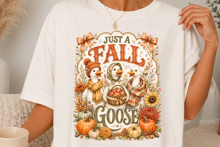 Cute Autumn Goose Sublimation Design SVG