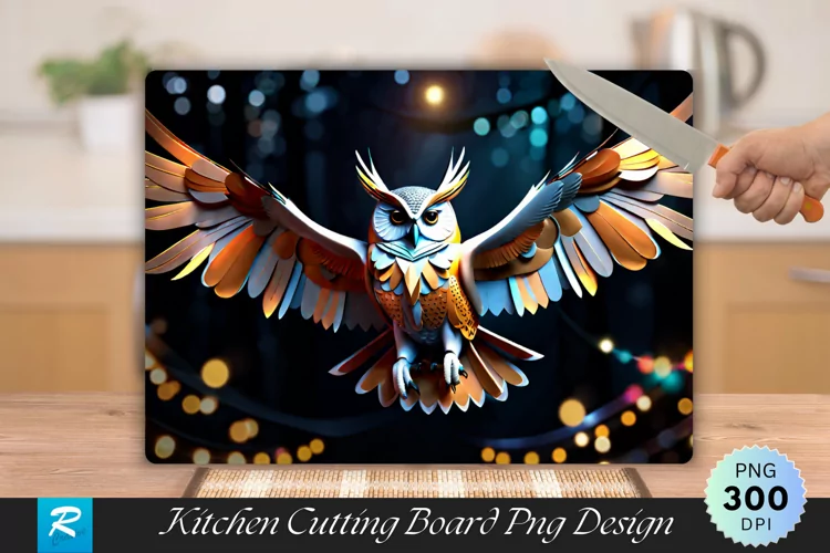 3D Owl Cutting Board Sublimation Design