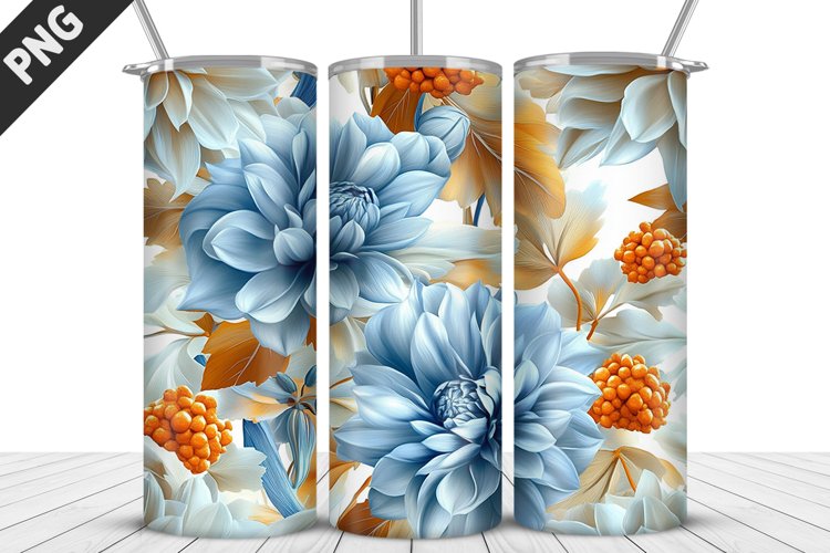 3D Daisy Flowers 20oz Tumbler Wrap | Sublimation Design example image 1
