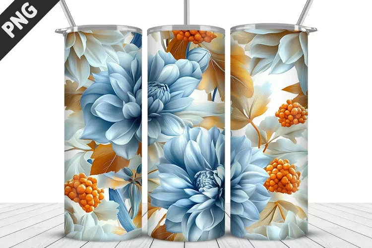 3D Daisy Flowers 20oz Tumbler Wrap | Sublimation Design