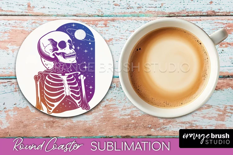 Celestial Coaster Sublimation, Boho Mystical Round Coaster