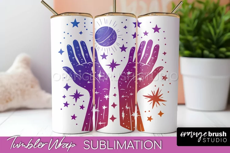 Celestial Tumbler Wrap, Boho Sublimation, Mystical Tumbler
