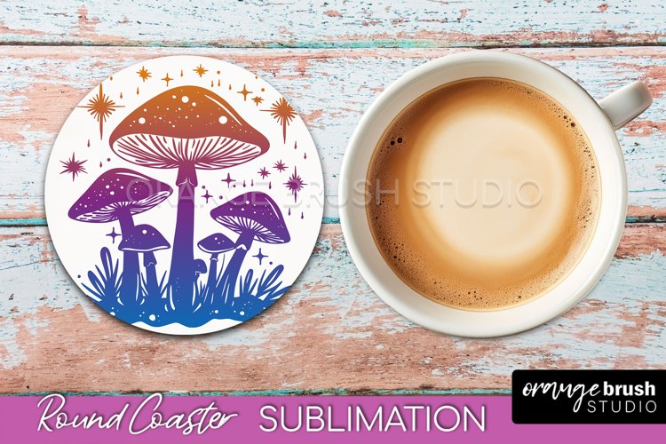 Celestial Coaster Sublimation, Boho Mystical Round Coaster example image 1