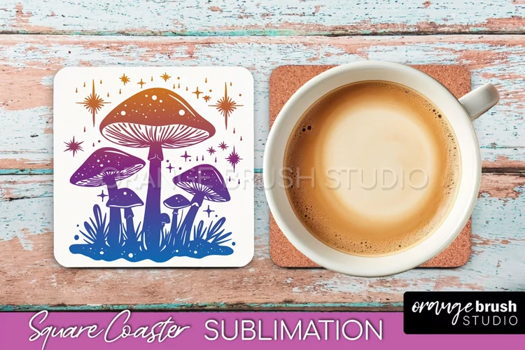Boho Mystical Square Coaster PNG - Celestial Sublimation