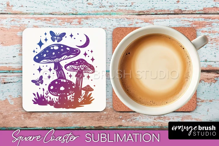 Boho Mystical Square Coaster PNG - Celestial Sublimation