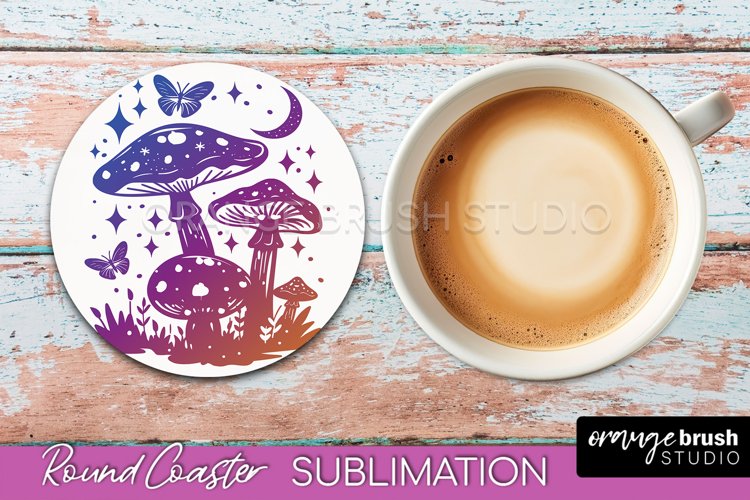 Celestial Coaster Sublimation, Boho Mystical Round Coaster example image 1