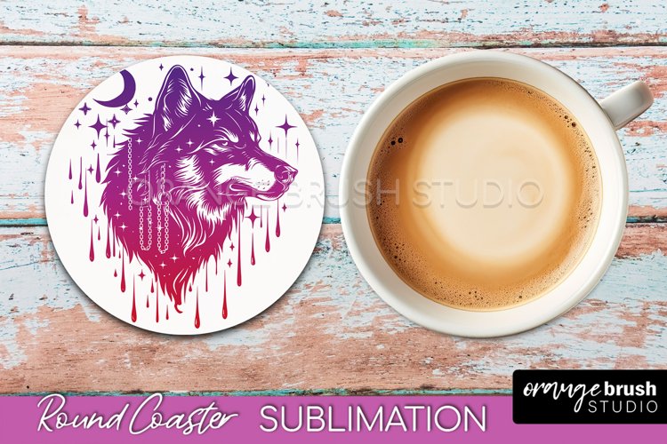 Celestial Coaster Sublimation, Boho Mystical Round Coaster example image 1