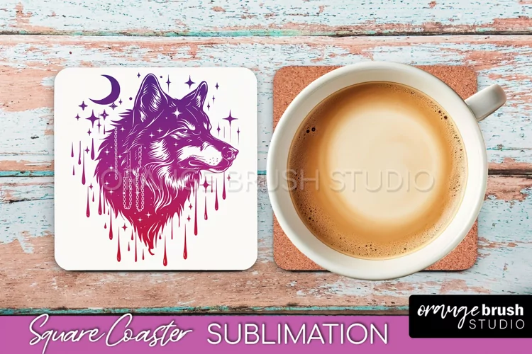 Boho Mystical Square Coaster PNG - Celestial Sublimation