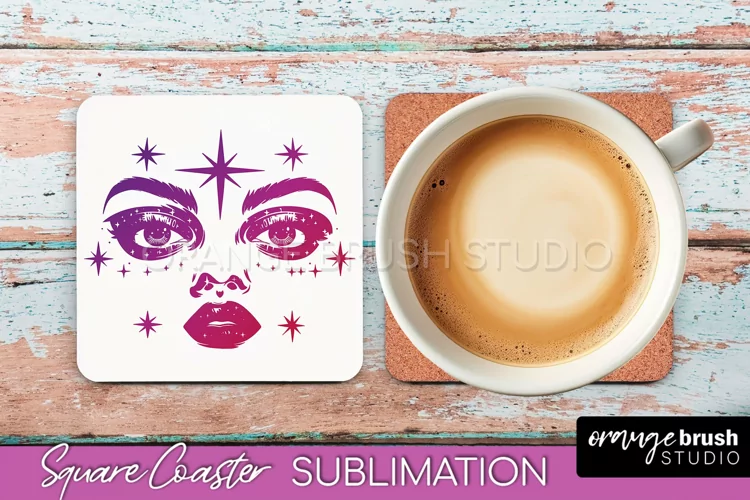 Boho Mystical Square Coaster PNG - Celestial Sublimation