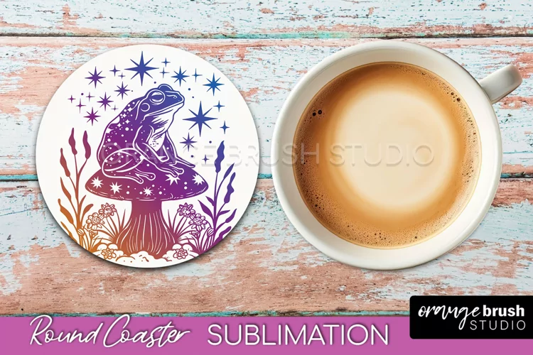 Celestial Coaster Sublimation, Boho Mystical Round Coaster