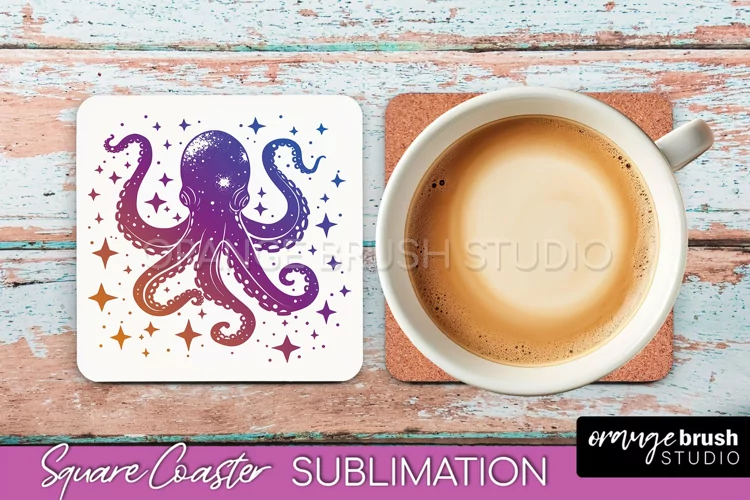 Boho Mystical Square Coaster PNG - Celestial Sublimation