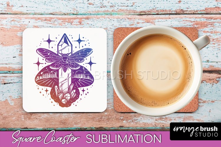 Boho Mystical Square Coaster PNG - Celestial Sublimation example image 1
