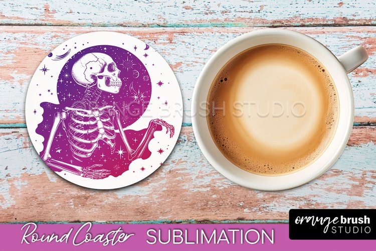 Celestial Coaster Sublimation, Boho Mystical Round Coaster example image 1
