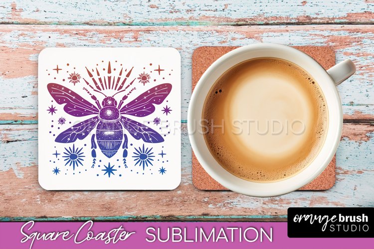 Boho Mystical Square Coaster PNG - Celestial Sublimation example image 1