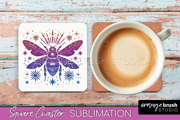 Boho Mystical Square Coaster PNG - Celestial Sublimation