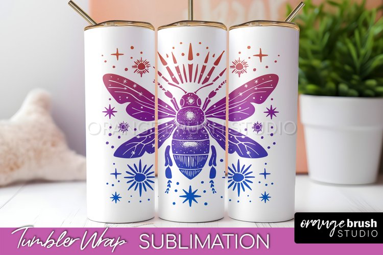 Celestial Tumbler Wrap, Boho Sublimation, Mystical Tumbler example image 1
