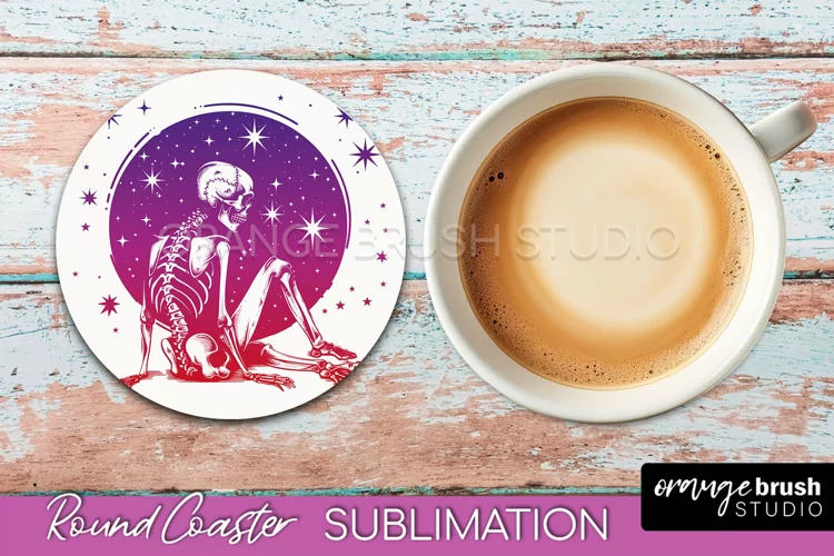 Celestial Coaster Sublimation, Boho Mystical Round Coaster