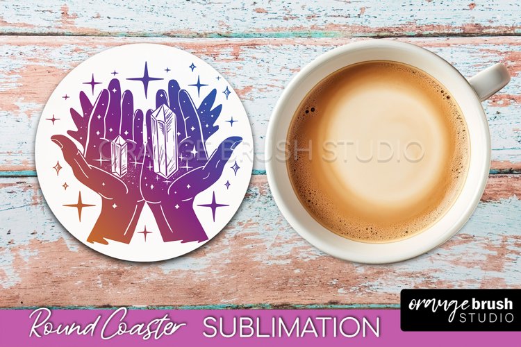Celestial Coaster Sublimation, Boho Mystical Round Coaster example image 1