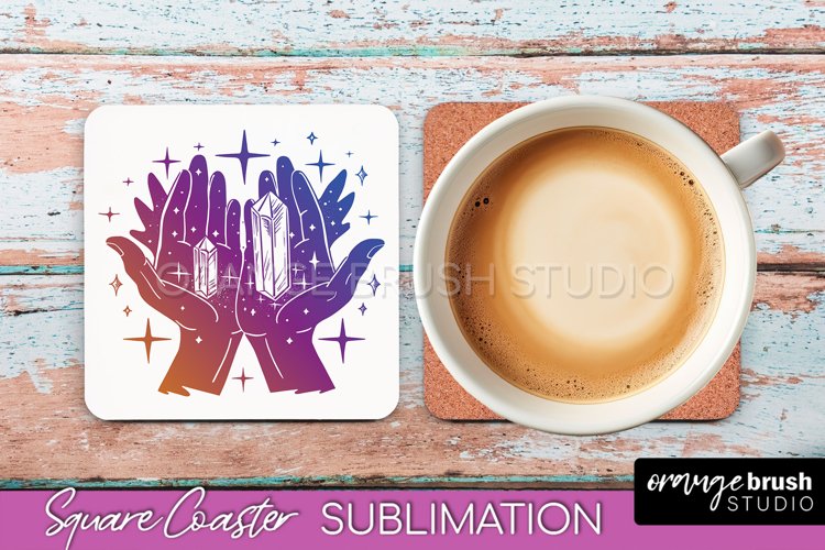 Boho Mystical Square Coaster PNG - Celestial Sublimation example image 1