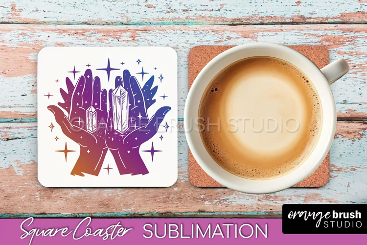 Boho Mystical Square Coaster PNG - Celestial Sublimation