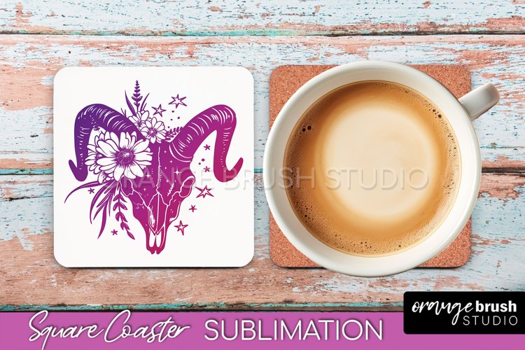 Boho Mystical Square Coaster PNG - Celestial Sublimation example image 1