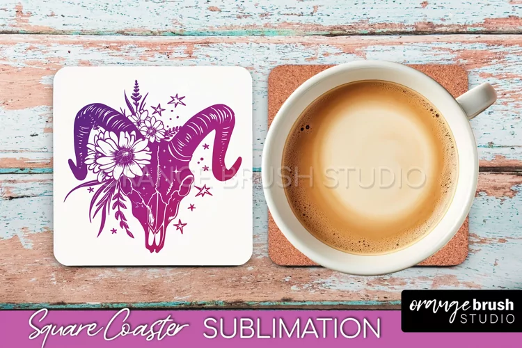 Boho Mystical Square Coaster PNG - Celestial Sublimation
