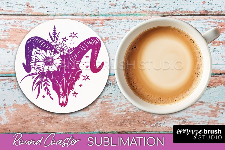 Celestial Coaster Sublimation, Boho Mystical Round Coaster example image 1