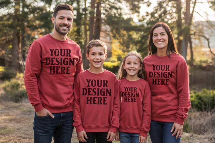 Christmas Family Matching T-Shirt Mockups | Holiday Group