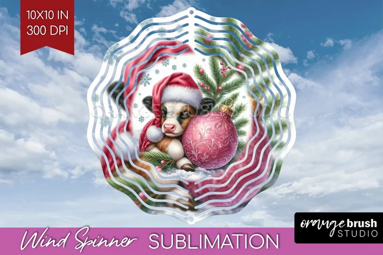 Christmas Animals Wind Spinner Sublimation PNG - Cute Round