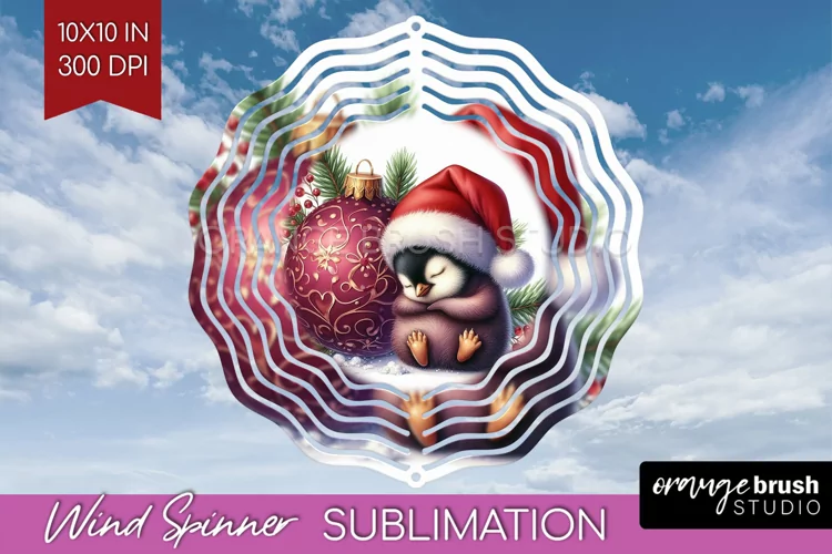 Christmas Animals Wind Spinner Sublimation PNG - Cute Round