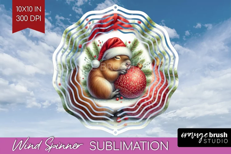 Christmas Animals Wind Spinner Sublimation PNG - Cute Round