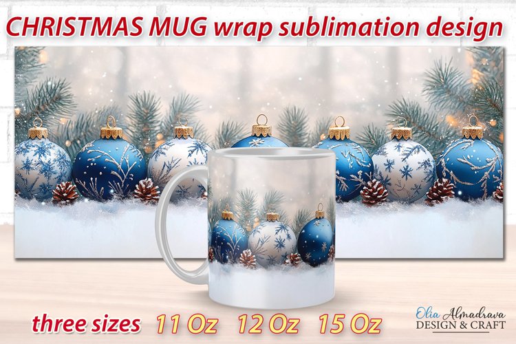 Christmas Mug Wrap Sublimation Template| Mug PNG Watercolor