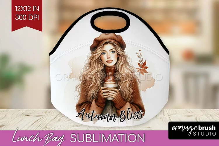 Coffee Girl Lunch Bag - Coffee Lover Lunch Bug PNG