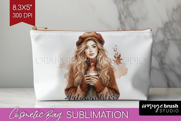 Coffee Girl Cosmetic Bag - Coffee Lover Makeup Bag PNG example image 1