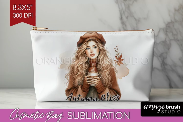 Coffee Girl Cosmetic Bag - Coffee Lover Makeup Bag PNG