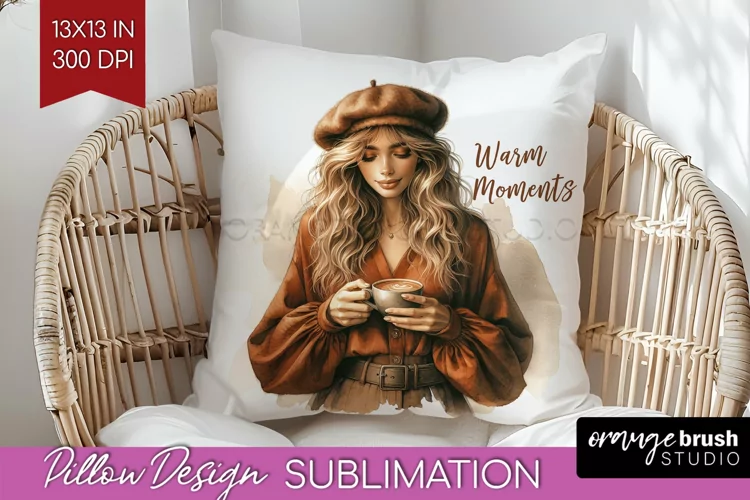 Coffee Girl Pillow Sublimation - Coffee Lover Pillow Cover