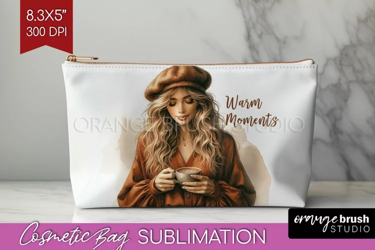 Coffee Girl Cosmetic Bag - Coffee Lover Makeup Bag PNG