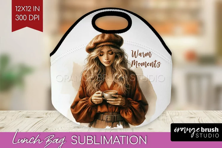 Coffee Girl Lunch Bag - Coffee Lover Lunch Bug PNG