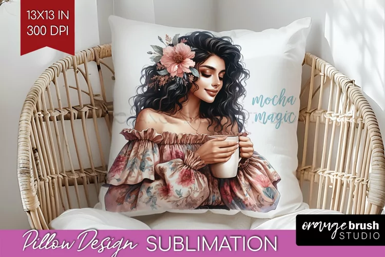 Coffee Girl Pillow Sublimation - Coffee Lover Pillow Cover
