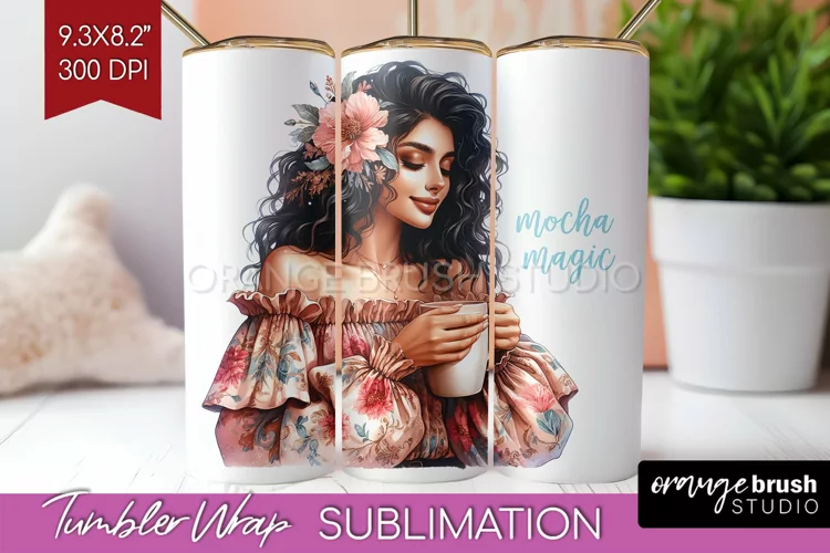 Coffee Girl Tumbler Wrap - Coffee Lover Tumbler PNG