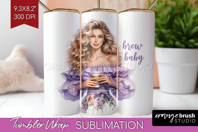 Coffee Girl Tumbler Wrap - Coffee Lover Tumbler PNG