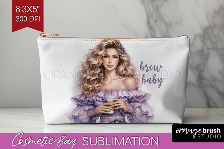Coffee Girl Cosmetic Bag - Coffee Lover Makeup Bag PNG example image 1