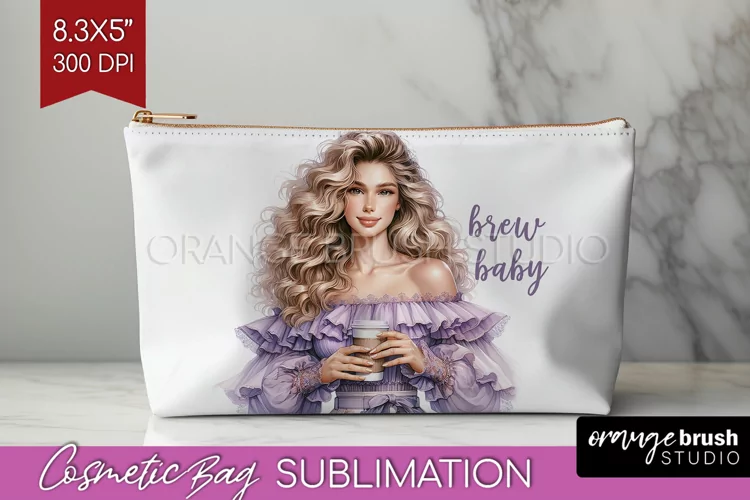 Coffee Girl Cosmetic Bag - Coffee Lover Makeup Bag PNG