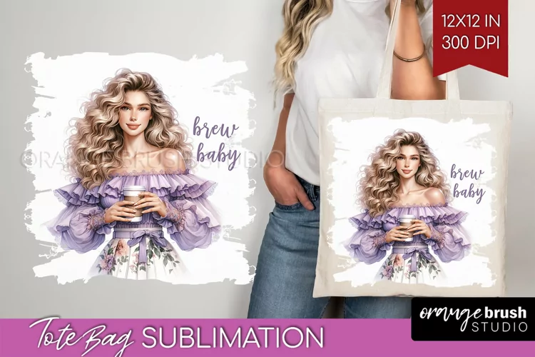 Coffee Girl Tote Bag - Coffee Lover Tote Bag PNG Sublimation