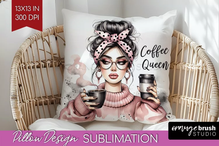 Coffee Girl Pillow Sublimation - Coffee Lover Pillow Cover