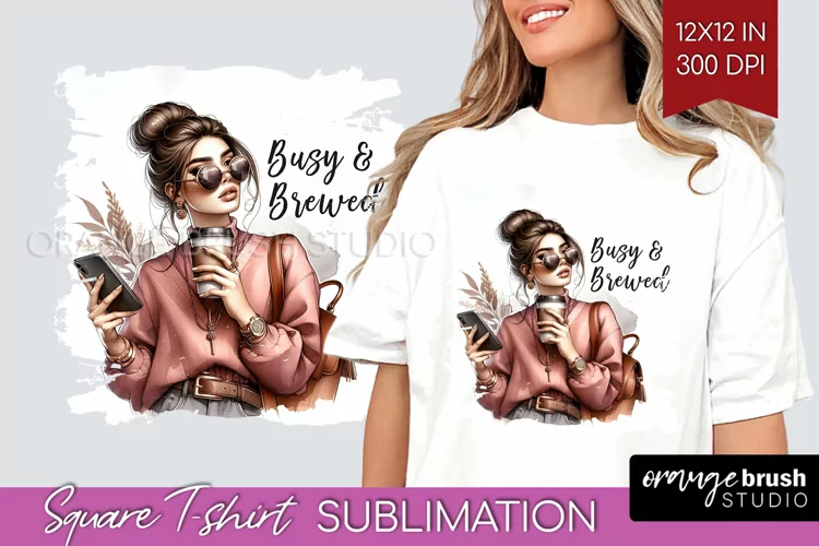 Coffee Girl Square Tshirt Background - Coffee Lover PNG