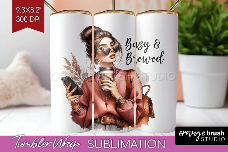 Coffee Girl Tumbler Wrap - Coffee Lover Tumbler PNG