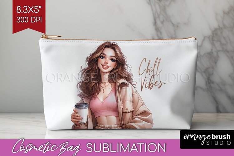 Coffee Girl Cosmetic Bag - Coffee Lover Makeup Bag PNG example image 1