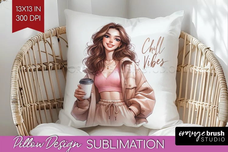 Coffee Girl Pillow Sublimation - Coffee Lover Pillow Cover